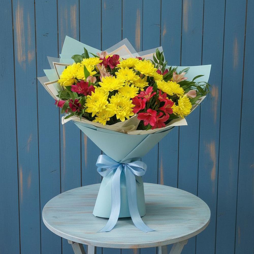 Букет цветов из: Альстромерии и Хризантемы в Кинешме