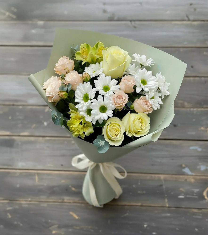 Букет цветов из: Альстромерии, Розы и Хризантемы в Кинешме