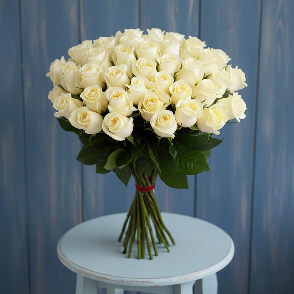 Букет 51 Белая роза Эдлесс Лав в Кинешме