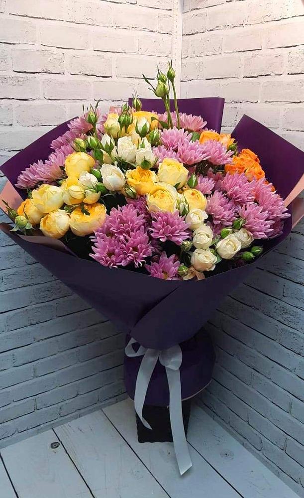 Букет цветов из: Хризантемы и Розы в Кинешме