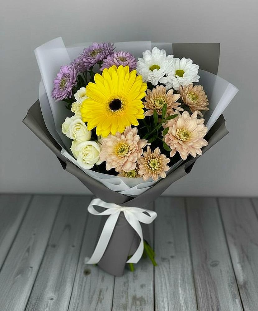 Букет цветов из: Розы, Герберы и Хризантемы в Кинешме