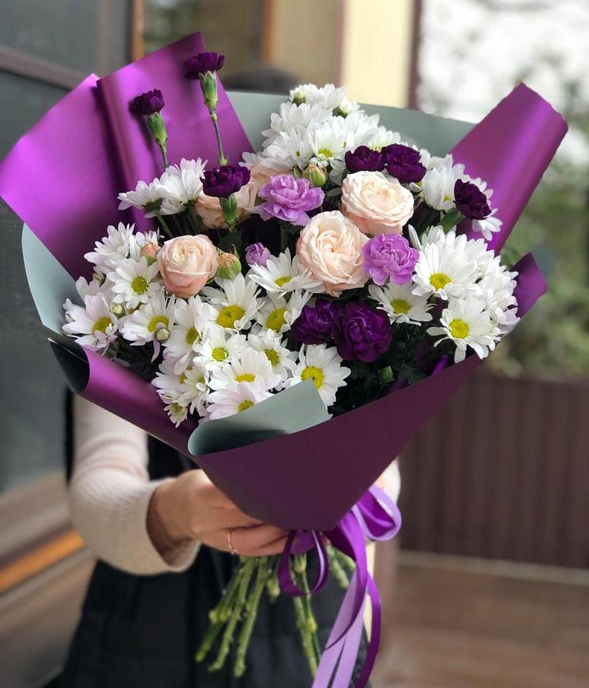 Букет цветов из: Хризантемы, Гвоздики и Розы в Кинешме