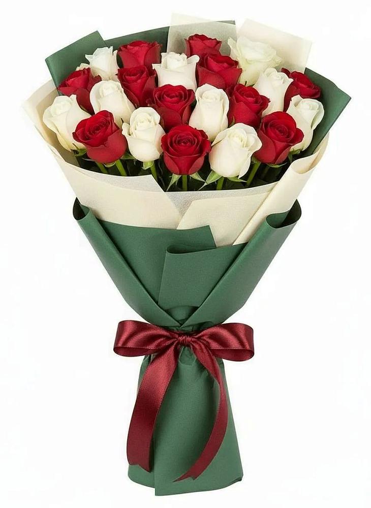 Букет Микс из красных и белых роз в Кинешме