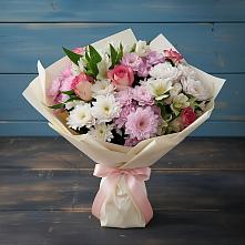 Букет цветов из:  Хризантемы, Альстромерии и Розы в Кинешме