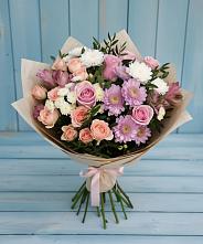 Букет цветов из:  Хризантемы, Розы и Альстромерии в Кинешме