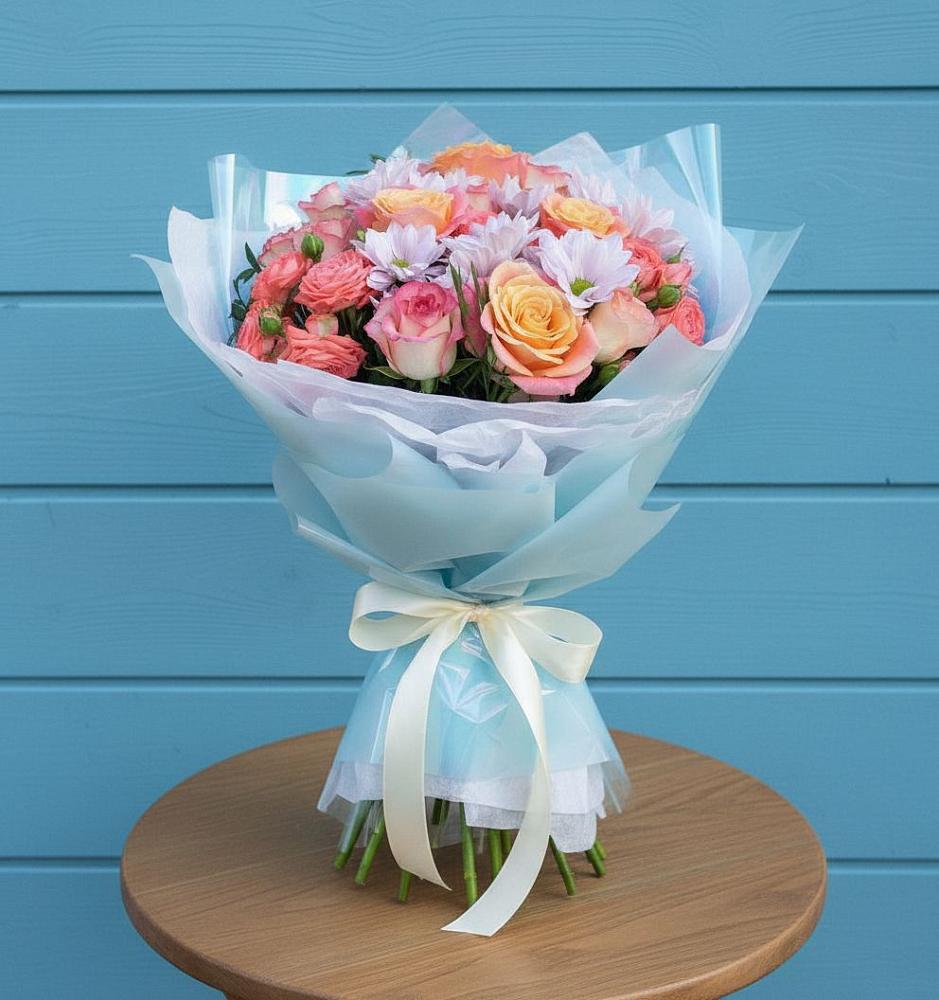 Букет цветов из: Хризантемы и Розы в Кинешме