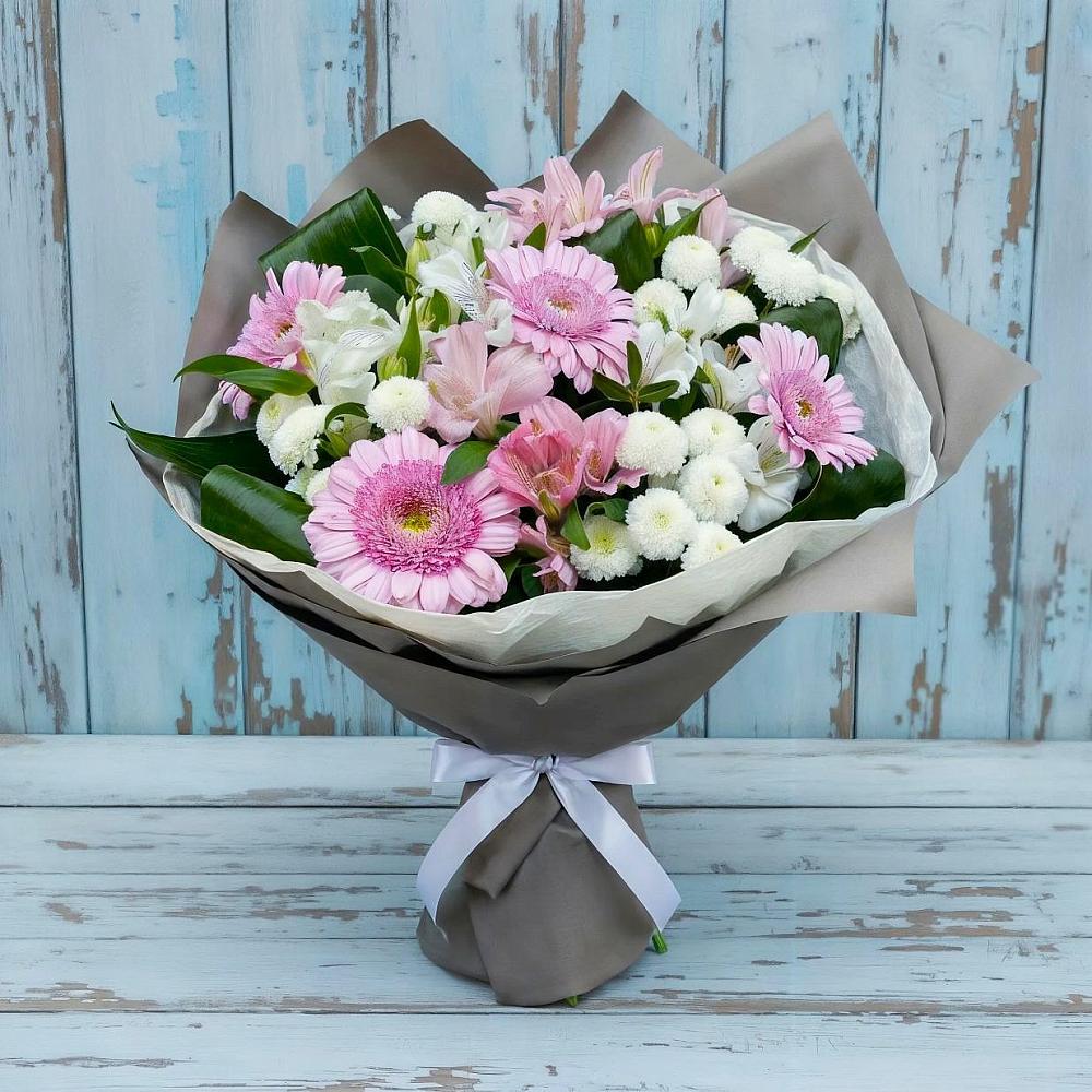 Букет цветов из: Герберы, Альстромерии и Хризантемы в Кинешме