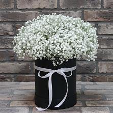 Цветочная композиция из Гипсофила в шляпной коробке в Кинешме