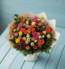 Букет Микс из разноцветных кустовых роз в Кинешме